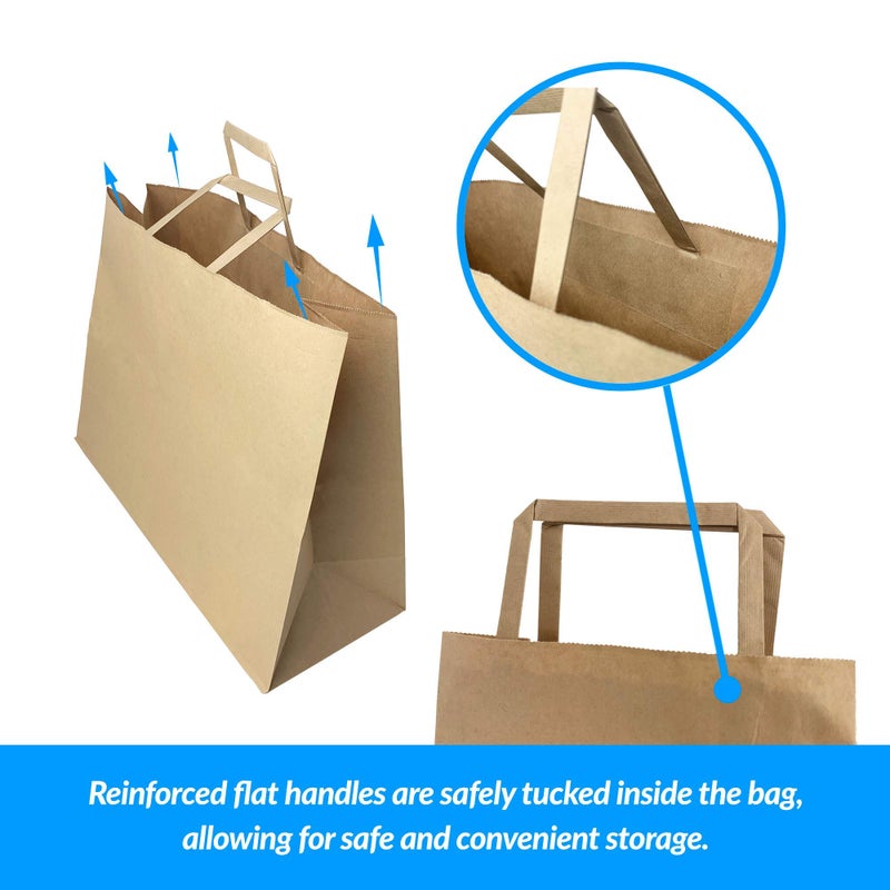 Reli. Paper Shopping Bags | 60 Pcs | Large 16"x6"x12" | Brown Paper Bags with Handles | Heavy Duty, 68 lbs Basis | Kraft With Wide Base | Take Out/To Go, Retail, Shopping, Restaurant - Image 4